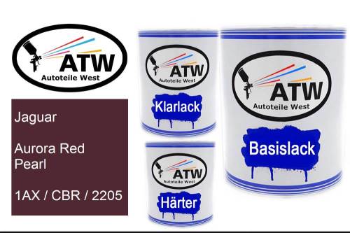 Jaguar, Aurora Red Pearl, 1AX / CBR / 2205: 1L Lackdose + 1L Klarlack + 500ml Härter - Set, von ATW Autoteile West.